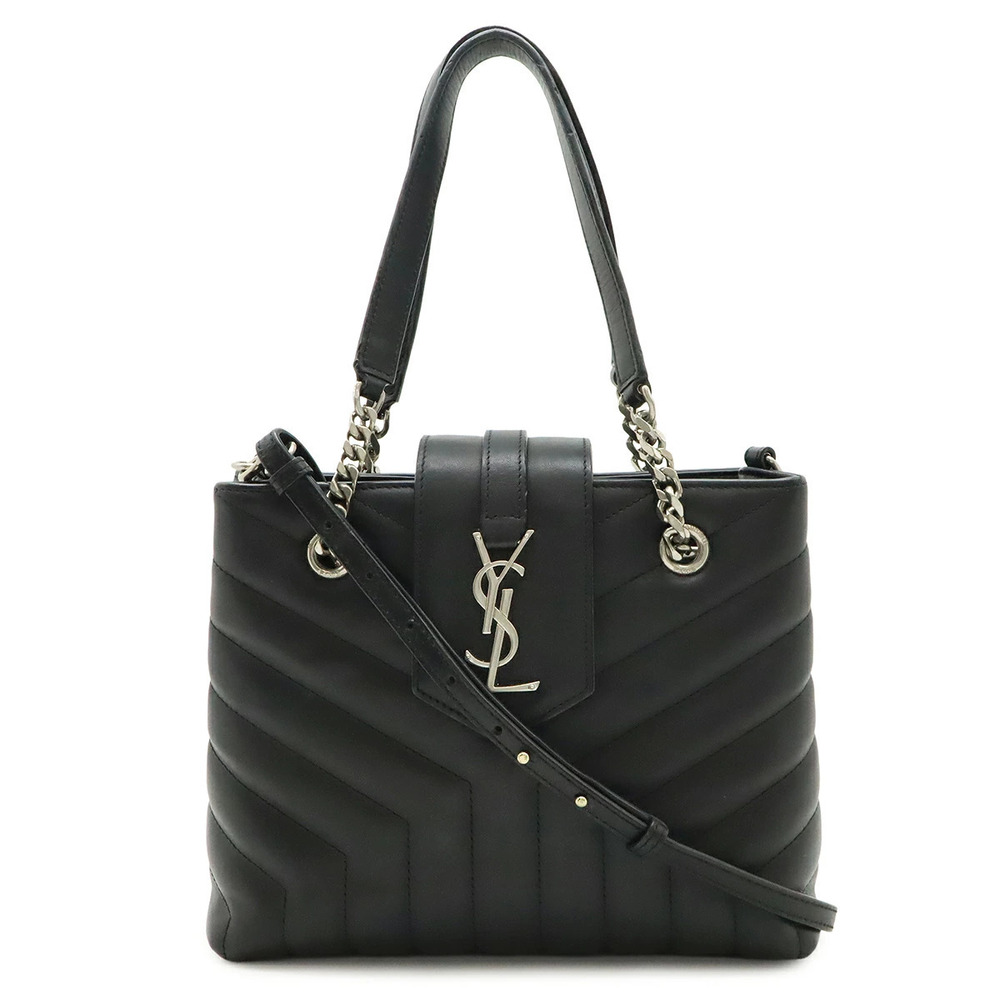 SAINT LAURENT PARIS Yves YSL Loulou Chain Shoulder Bag Quilted Leather Black